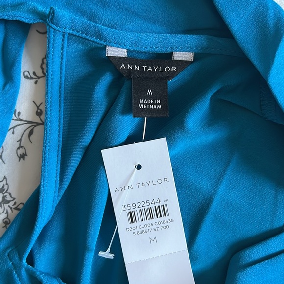 New Ann Taylor Mixed Media Tie Neck Shell - Picture 6 of 7